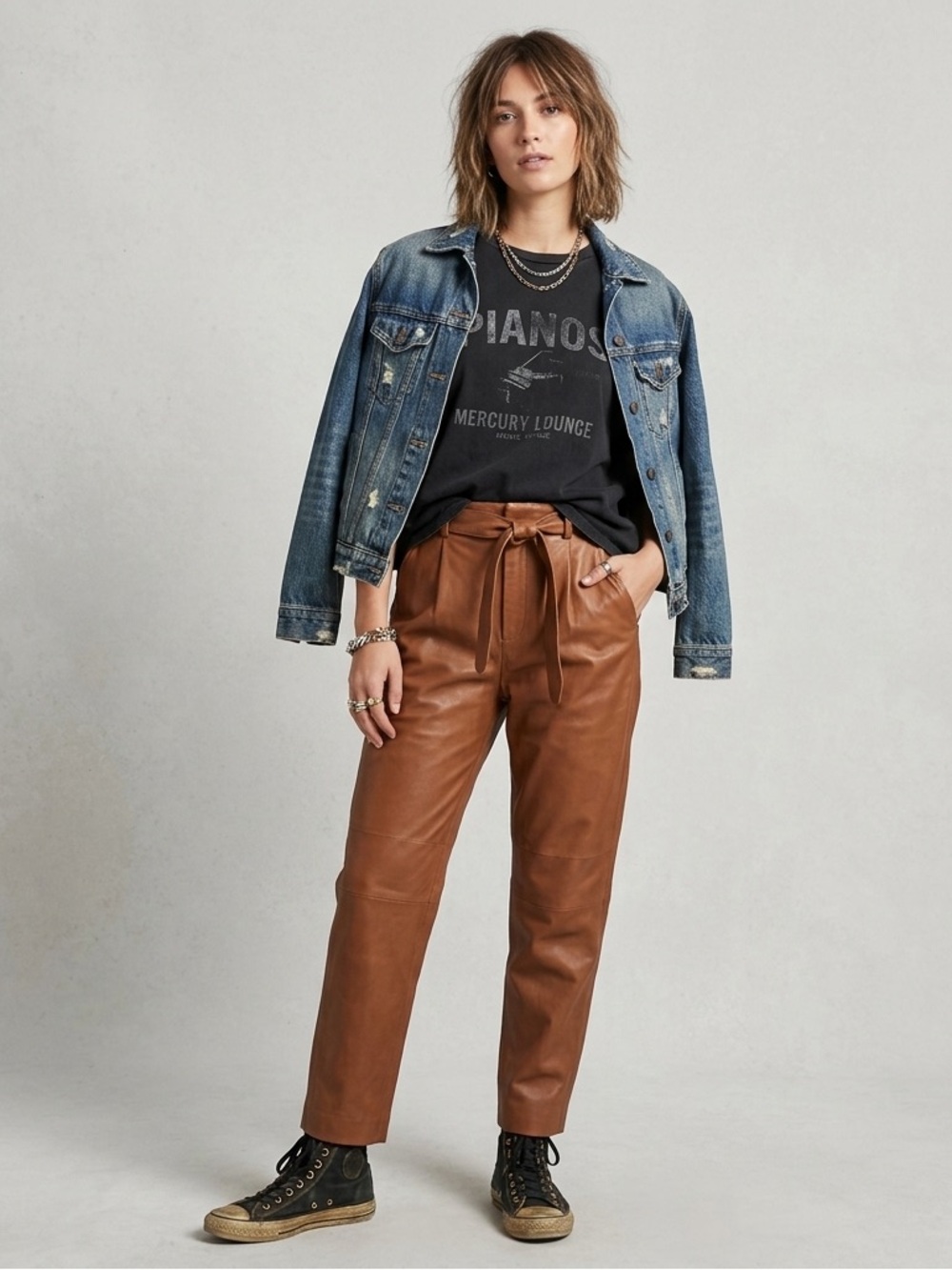 Brown Faux Leather Pants NEW
